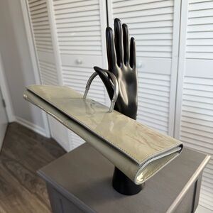 Jill Sander Patent Leather Metal Handle Clutch Handbag Project Bag TLC